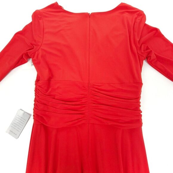 NWT Eliza J Long Sleeve Twist-Detail Wrap Midi Dress Red Plus 14 Dressy Cocktail - Picture 6 of 10